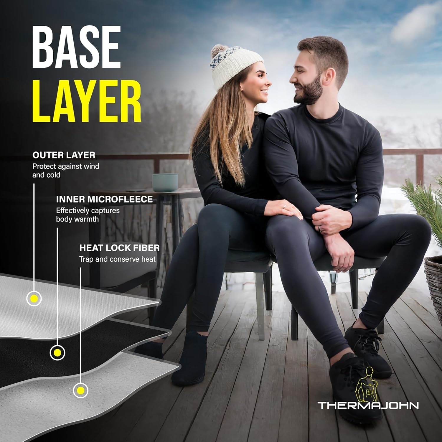 Long Johns Thermal Underwear for Men Fleece Lined Base Layer Set for Cold Weather