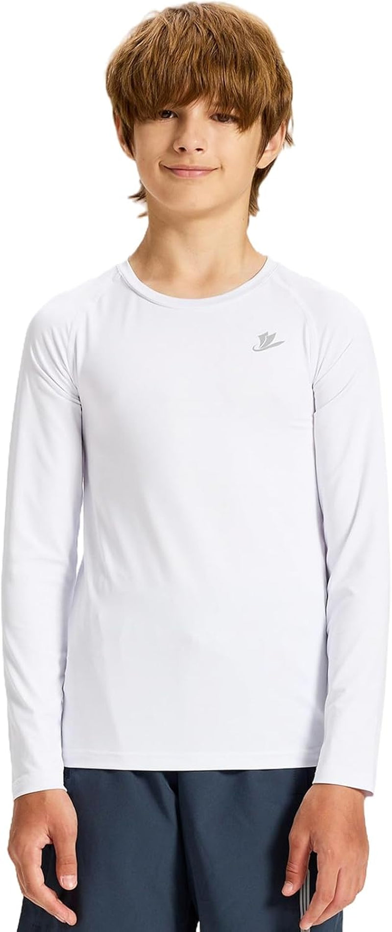 Youth Boys Compression Thermal Shirt Long Sleeve Fleece Baselayer Soccer Baseball Undershirt